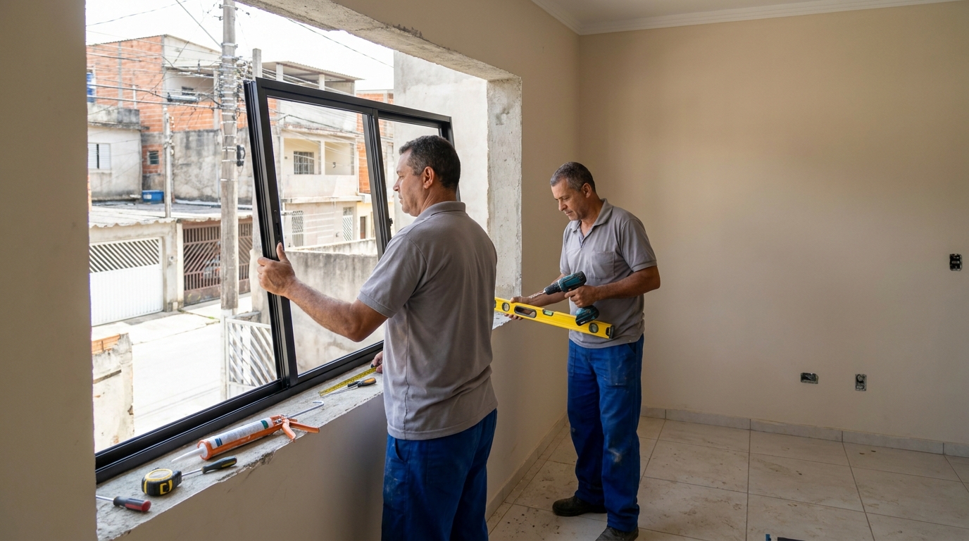 Esquadria de alumínio com vista para rua em Maringá-PR